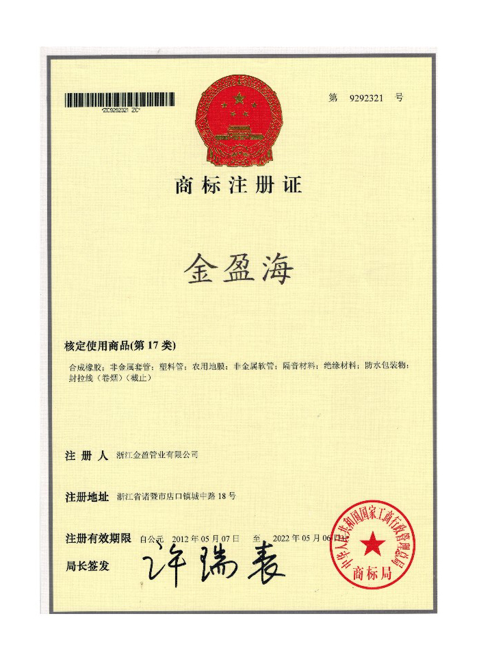   Trademark registration certificate